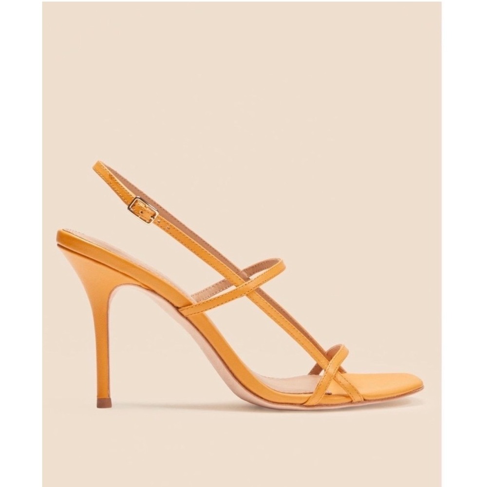 Reformation Isabelle Sandals Hells Women 9.5 Yellow Strappy Square Toe Sexy